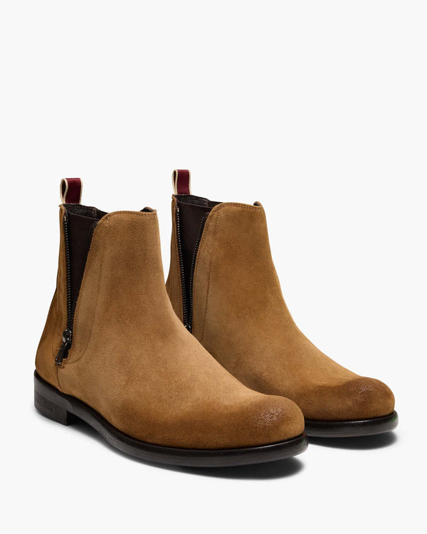 Lisbon Cognac Suede Zip Boots