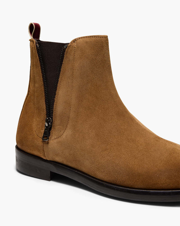 Lisbon Cognac Suede Zip Boots