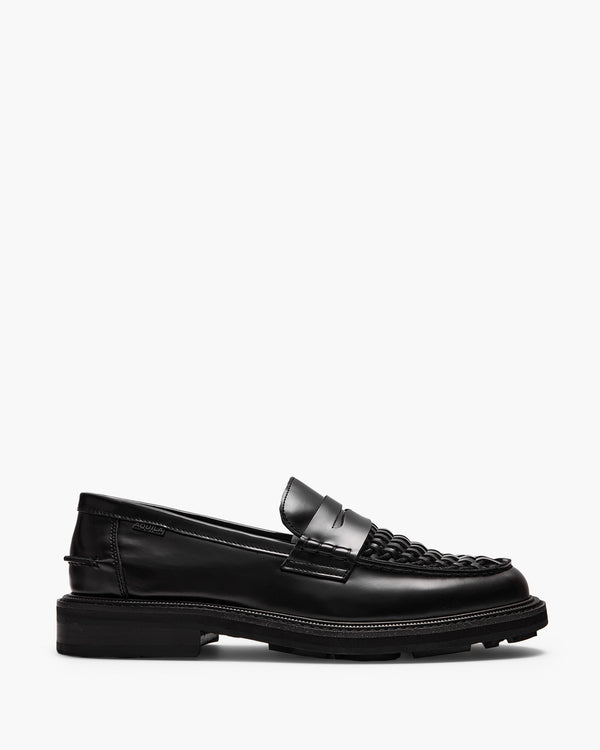 Mensa Black Weave Penny Loafers