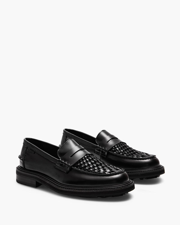 Mensa Black Weave Penny Loafers