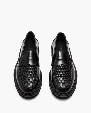 Mensa Black Weave Penny Loafers