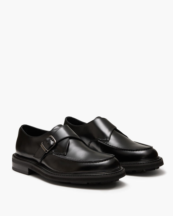 Mensa Black Monk Strap Shoes