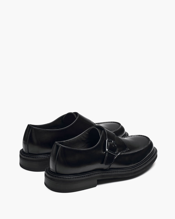 Mensa Black Monk Strap Shoes