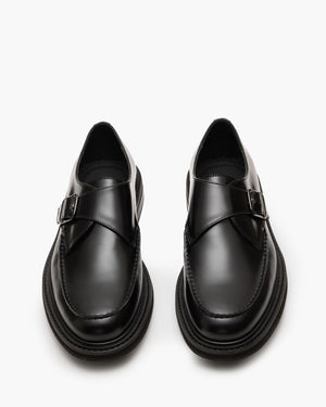 Mensa Black Monk Strap Shoes