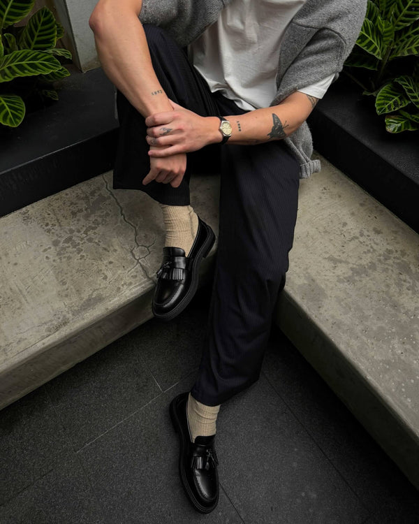 Mensa Black Tassel Loafers