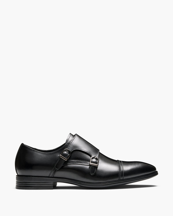 Merrett Black Monk Strap Shoes