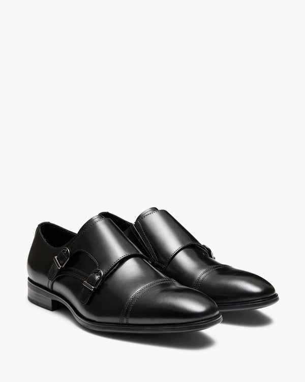 Merrett Black Monk Strap Shoes