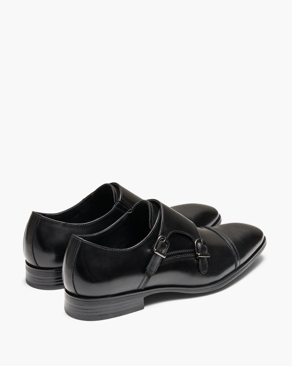 Merrett Black Monk Strap Shoes