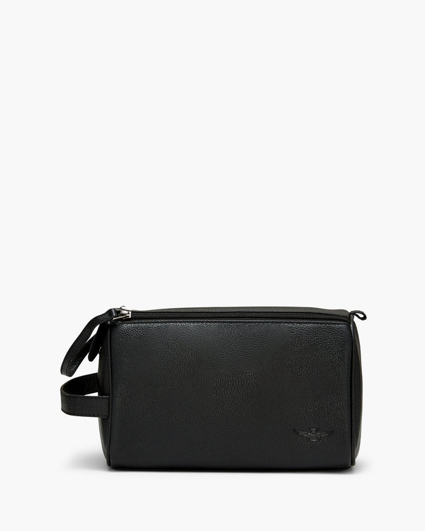 Montoro Black Leather Toiletry Bag