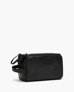 Montoro Black Leather Toiletry Bag