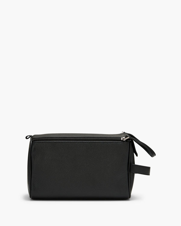 Montoro Black Leather Toiletry Bag