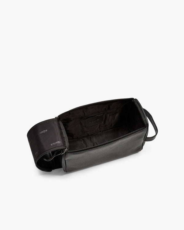 Montoro Black Leather Toiletry Bag