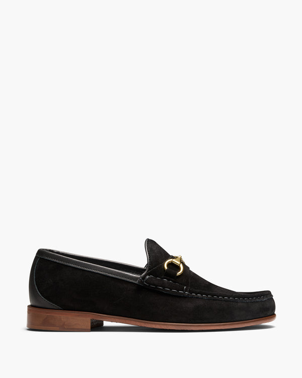 Napier Black Suede Horsebit Loafers