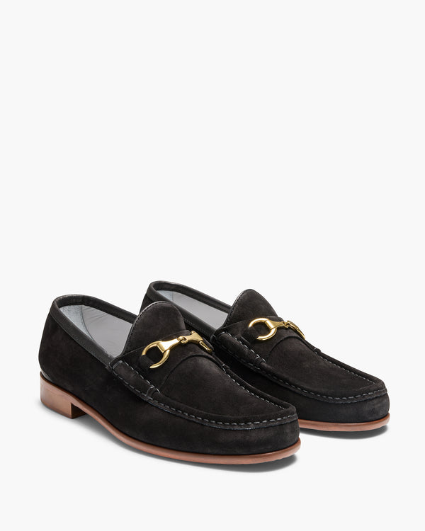 Napier Black Suede Horsebit Loafers