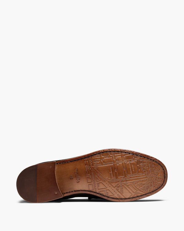 Napier Black Suede Horsebit Loafers