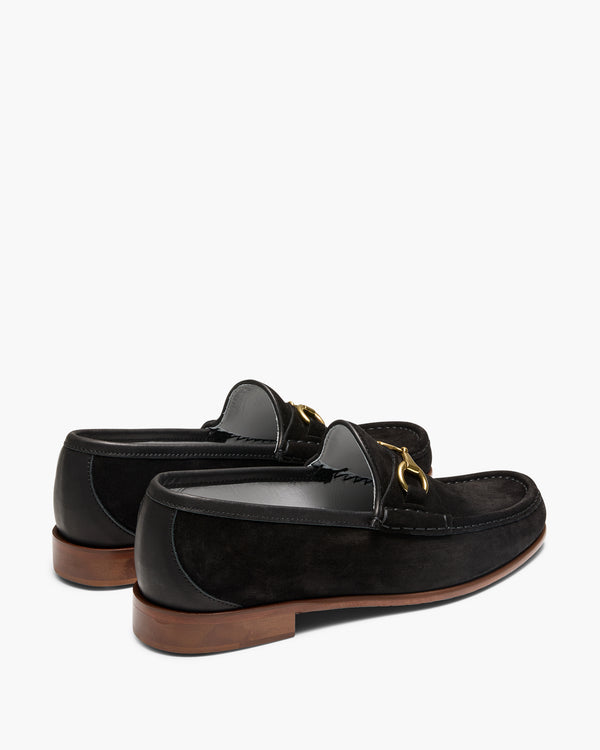 Napier Black Suede Horsebit Loafers