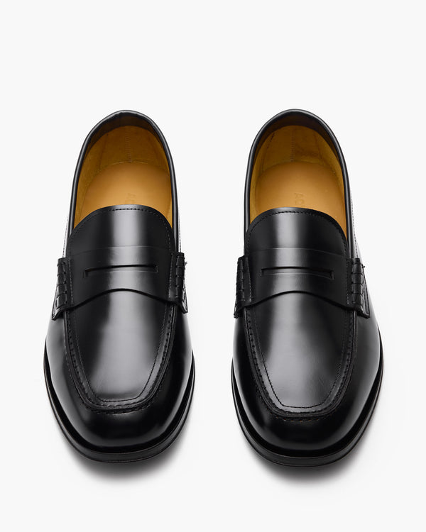 Prescott Black Hi-Shine Penny Loafers