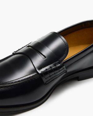 Prescott Black Hi-Shine Penny Loafers