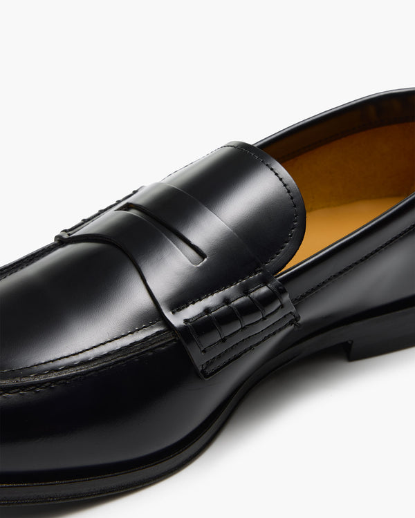 Prescott Black Hi-Shine Penny Loafers
