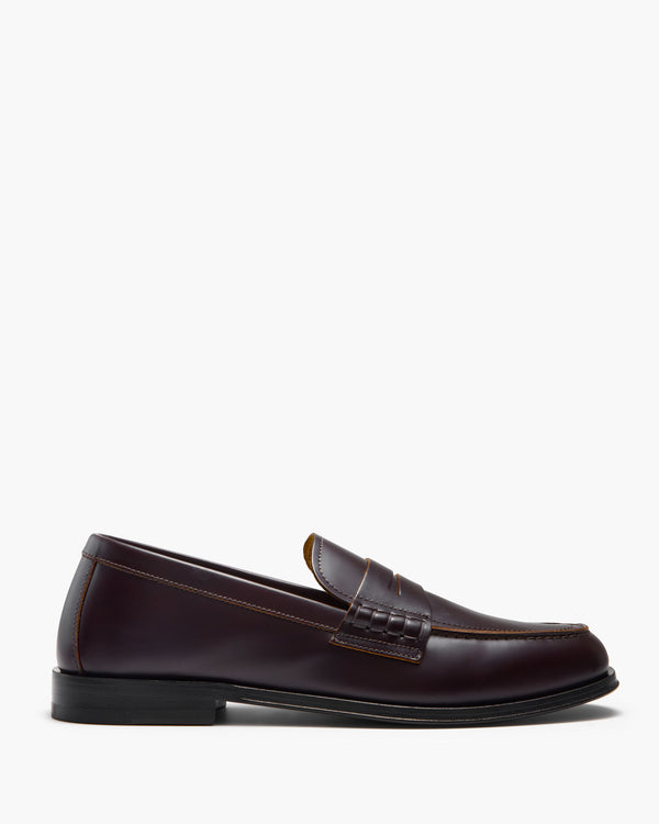 Prescott Oxblood Hi-Shine Penny Loafers