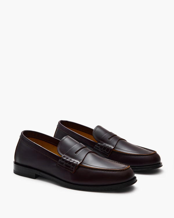 Prescott Oxblood Hi-Shine Penny Loafers