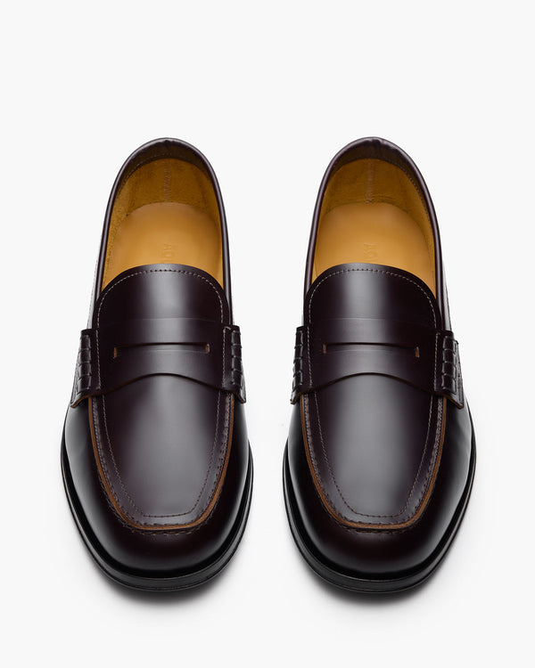 Prescott Oxblood Hi-Shine Penny Loafers