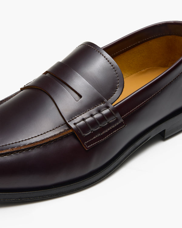 Prescott Oxblood Hi-Shine Penny Loafers