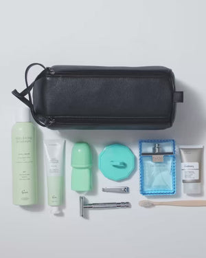 Montoro Black Leather Toiletry Bag