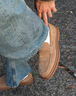 Radar Camel Suede Penny Loafers