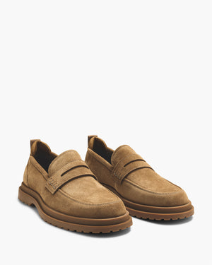 Radar Camel Suede Penny Loafers
