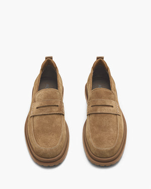 Radar Camel Suede Penny Loafers