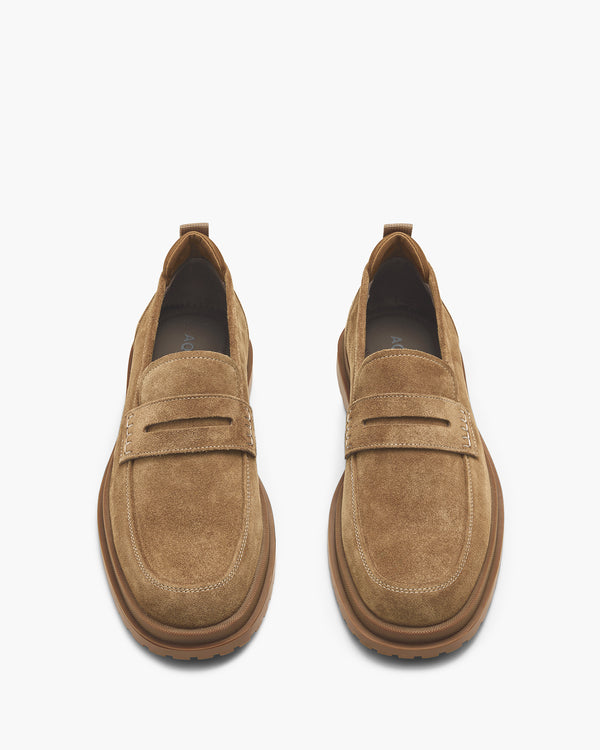 Radar Camel Suede Penny Loafers