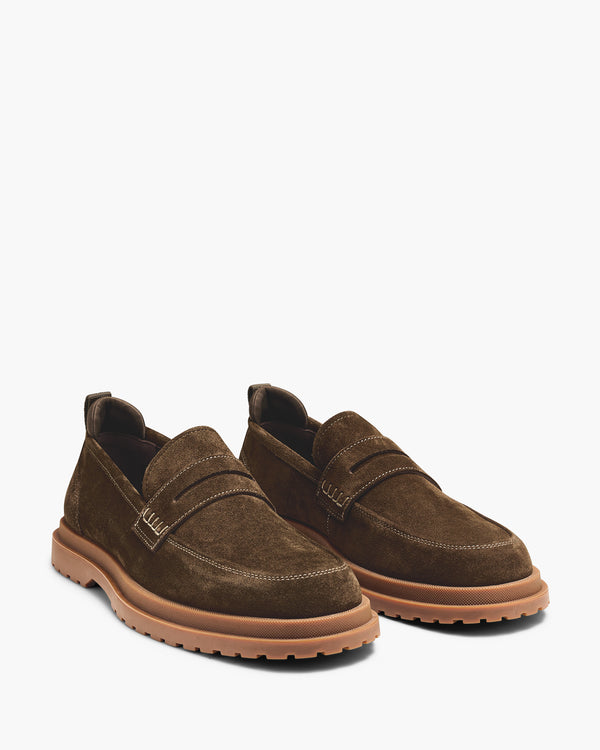 Radar Olive Suede Penny Loafers