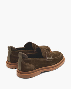 Radar Olive Suede Penny Loafers