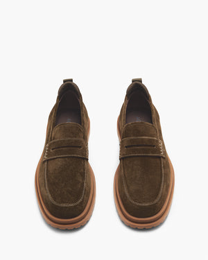 Radar Olive Suede Penny Loafers