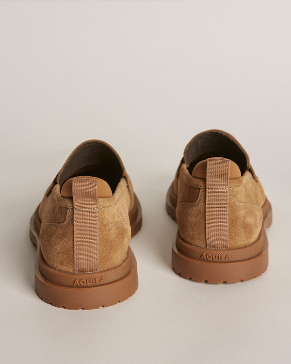 Radar Camel Suede Penny Loafers