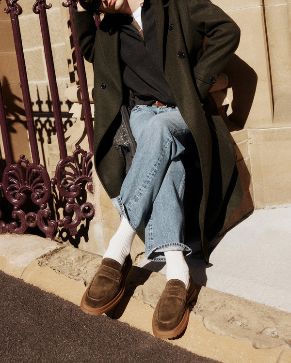 Radar Olive Suede Penny Loafers