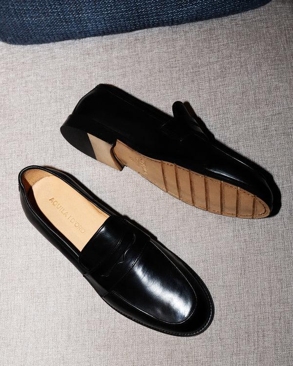 Raynor Black Penny Loafers