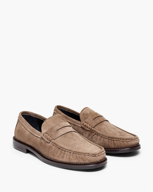 Ringo Taupe Suede Penny Loafers