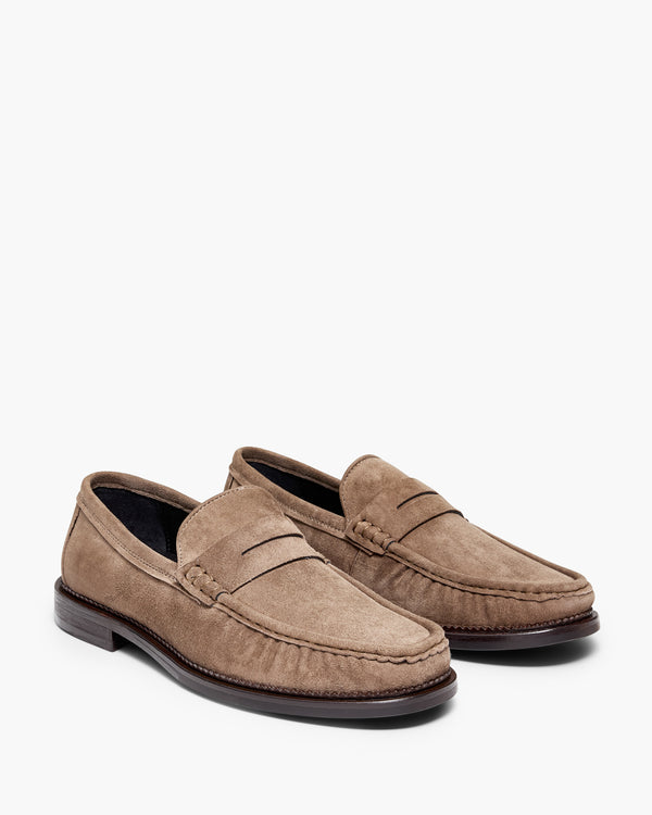 Ringo Taupe Suede Penny Loafers