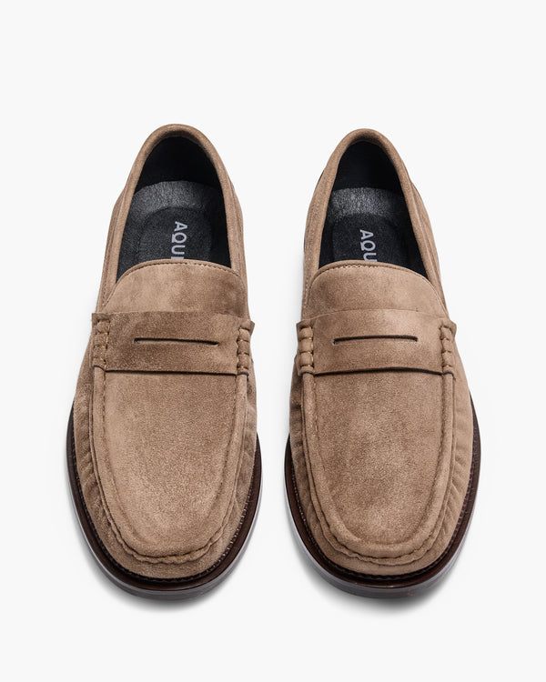 Ringo Taupe Suede Penny Loafers